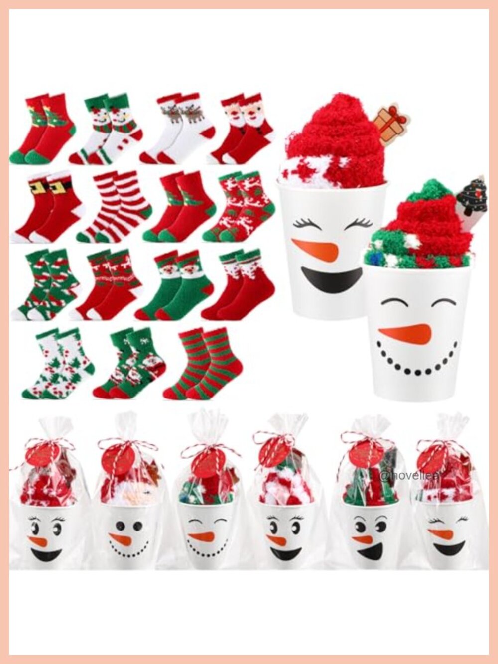 30 Pairs Christmas Fuzzy Socks Gift Set Coral Fleece Slipper Socks Women